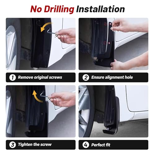 Image of Sunsdrew Mud Flaps for 2023-2026 Ford Ranger Accessories - All Weather No-Drill Front&Rear 4PCS Ford Ranger Mudguards Set with Hardware