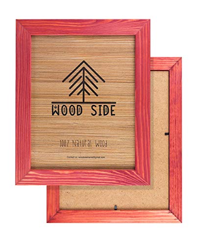 Rustic Wooden Picture Frames 8X10 - Red - Set Of 2-100% Natural Eco Solid Wood And High Definition Real Glass For Wall Hanging Photo Frame #TOP5