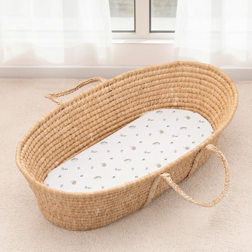 Image of PHF 3 Pack Soft Bassinet Sheets, Floral & Animal Breathable Comfy Cradle Sheets for Baby Boys, No Slip Universal Fit for Most Cradle and Bassinet Mattress, Floral & Animal