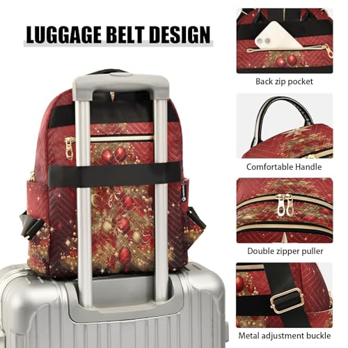Image of ALAZA Merry Christmas Tree Bell Ball Women Backpack Purse Ladies Fashion Shoulder Bag Daypack Travel Bag 7.5L