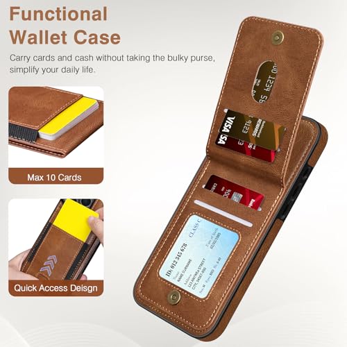 LOHASIC for iPhone 16 Pro Wallet Case, Premium PU Leather Card Slots Kickstand Magnetic Clasp with RFID Flip Durable Shockproof Protective Back Cover 6.3" 2024, Brown by LOHASIC - Image 3