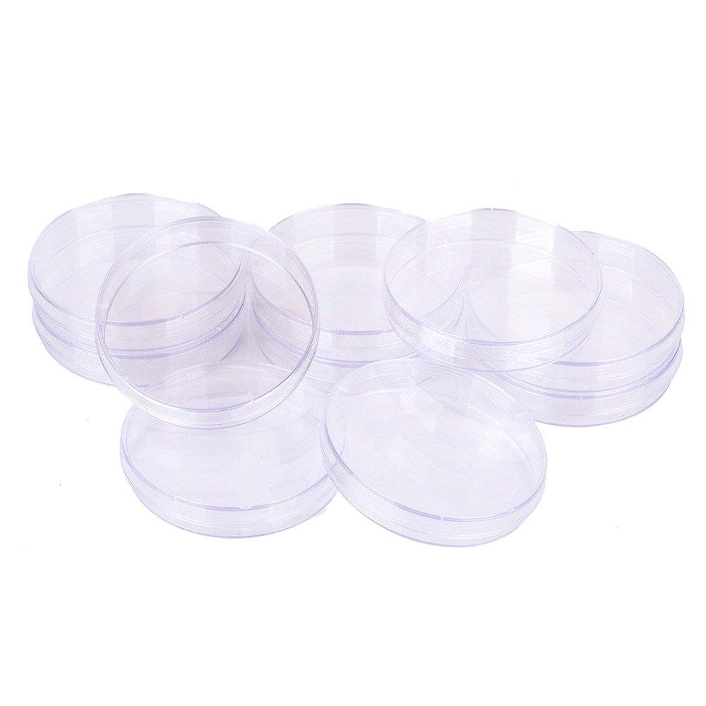 10 pezzi, Plastica di Petri, con Coperchio,MONOUSO Piastra di Petri Sterilizzata Trasparente, per Cultura di Laboratorio Lievito Batterico(70mm)