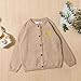 Toddler Boys Girls Sweater Solid Heart Embroideried Long Sleeve Knitted Cardigan Top Kids School (Khaki, 5-6 Years)
