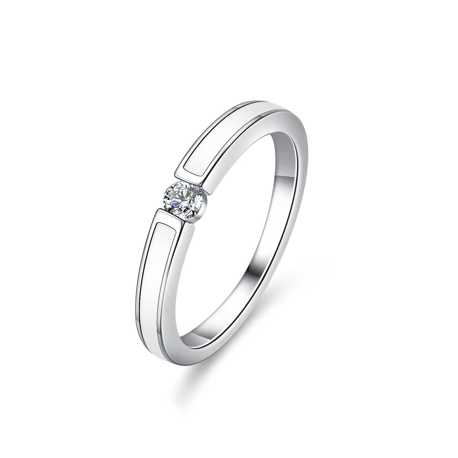 Pierścionek platynowy dla kobiet, 0,1 ct Moissanit Solitaire Platyna Pierścionki dla kobiet, prawdziwe, rozmiar 65 (20,7)