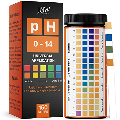 JNW Direct - Juego de tiras de prueba de pH universales con libro electrónico - 150 tiras de prueba de pH rápidas y fáciles - Kit de tiras de prueba de equilibrio de pH definitivo - 150 tiras Cover