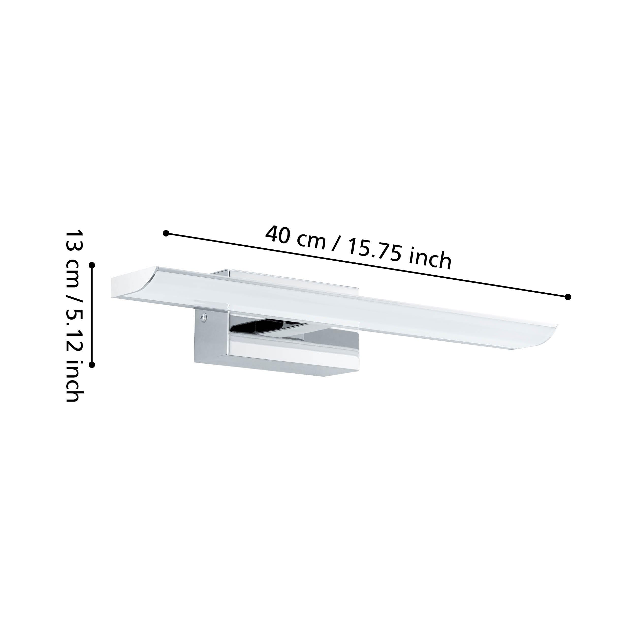 EGLO LED Wandlampe Tabiano, Spiegelleuchte, Wandleuchte aus Metall in Chrom und Kunststoff in Weiß, Badezimmer Lampe, Badleuchte neutralweiß, L 40,5 cm | aus Metall in Chrom und Kunststoff in Weiß, Badezimmer Lampe, Badleuchte neutralweiß, L 40,5 cm