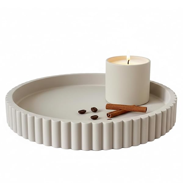 Fluted Concrete Modern Centerpiece Tray