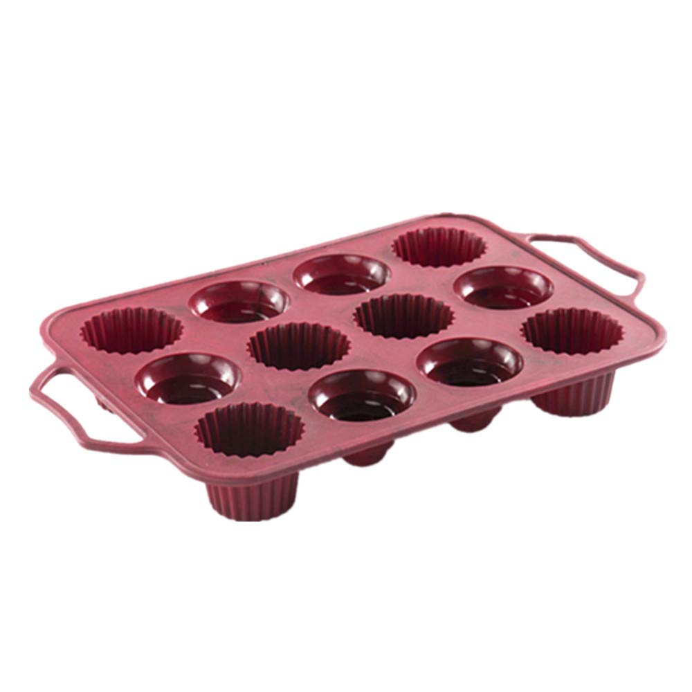 12-Cavity Small Baking Mould Tray Tin, 2 Shapes of Conch&Flower, Non Stick Silicone, Stainless Steel Frame, For Jelly Pudding Chocolate Dessert, Suitable for Dishwasher, Oven, Microwave, Freezer