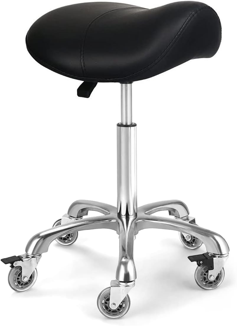 Amazon.com: McDooFly Ergonomic Saddle Stool with Wheels Rolling Chair ...
