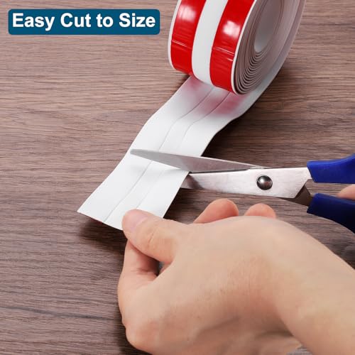 Image of uxcell 126 inchx1.5 inch Caulk Tape Waterproof Tape Not Go Moldy Double Line Self Adhesive Shower Tape Caulk Strips for Kitchen Countertop,Bathroom Toilet Floor White 2Pcs
