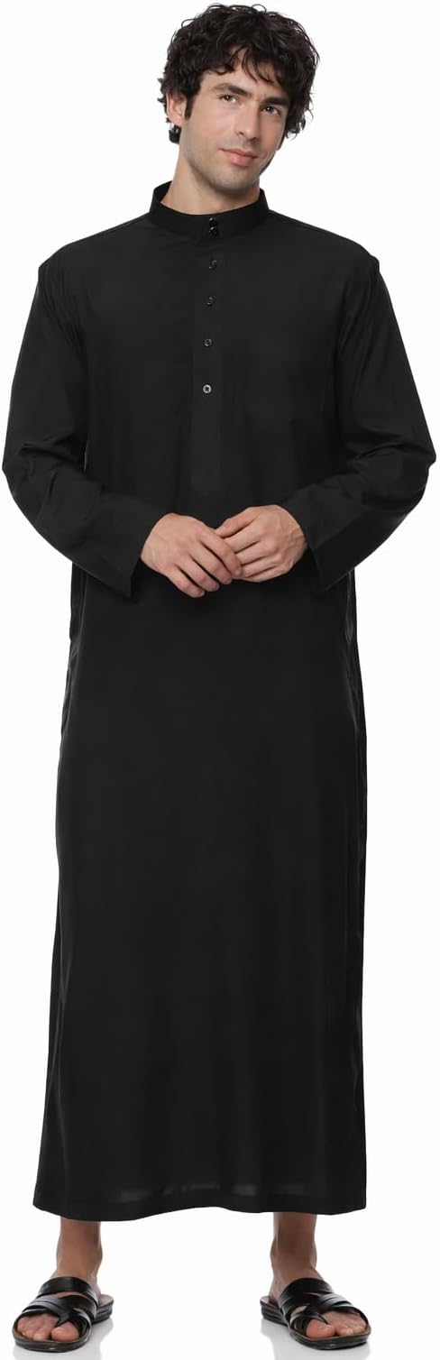 Men’s Traditional Saudi Thobe | Hand-Stitched Kandora Jubba | Long Sleeves Kandura for Men | Men's Long Sleeve Robe/Thobe