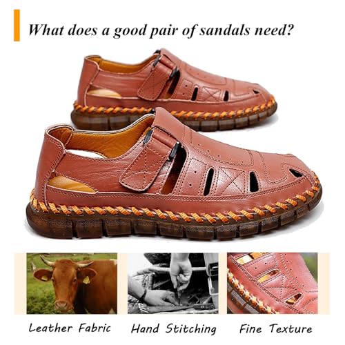 Moodeng Leather Sandals for Men Summer Sport Sandals Outdoor Causal Loafers Non-Slip Fisherman Sandal Arch Support Breathable2