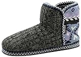 MUK LUKS Women's Leigh Bootie Slippers, Dark Grey Heather, Medium M US