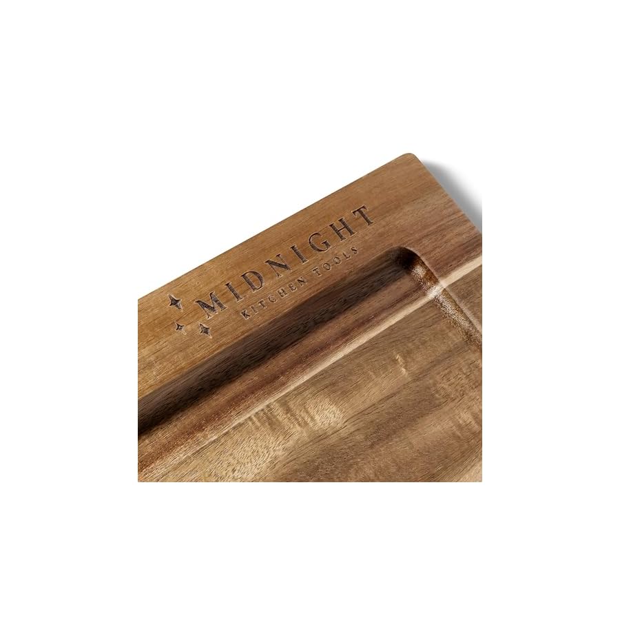 Midnight Board- Acacia Wood Cutting Board, Grooved Edge Design