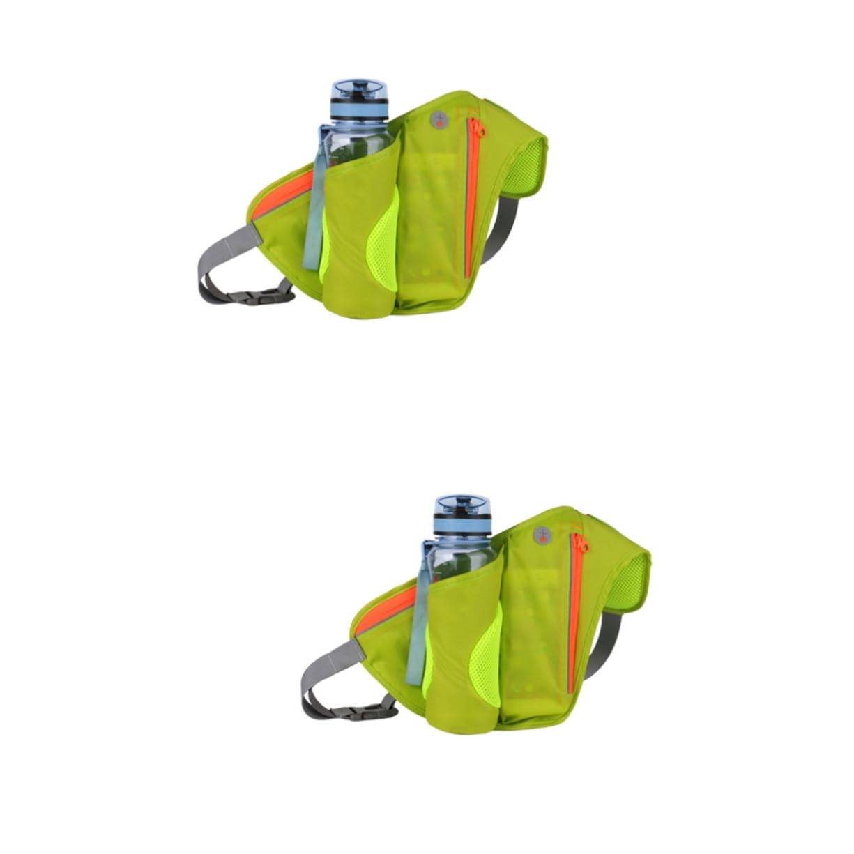 Happyyami 2pièces Ceinture De Course Multifonctionnelle avec Porte-Bouteille Et Poche Téléphone De Étanche pour Activités De Plein Air Vert