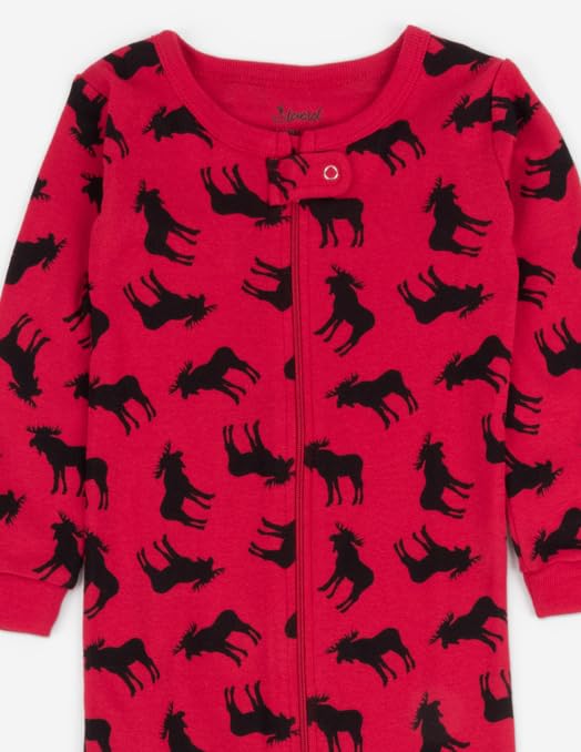 Leveret Kids Black Moose Baby Boys Girls Footed Pajamas Sleeper Christmas Pjs 100% Cotton (Size 12-18 Months)2