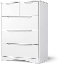 Bealife Kommode, Schlafzimmerkommode mit 5 geräumigen Schublade für Flur Büro Schlafzimmer Wohnzimmer (Weiß)
