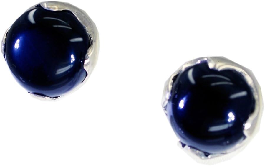 Natural Black Onyx Ball Earrings For Women Sterling Silver Jewelry Round Shape Cabochon Cut