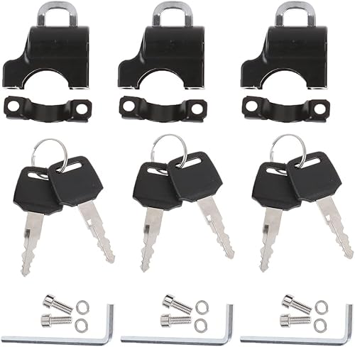 3 cerraduras universales para casco de motocicleta, de 0.9 a 1.1 pulgadas, bloqueo de seguridad antirrobo para manillar de aleación de aluminio,