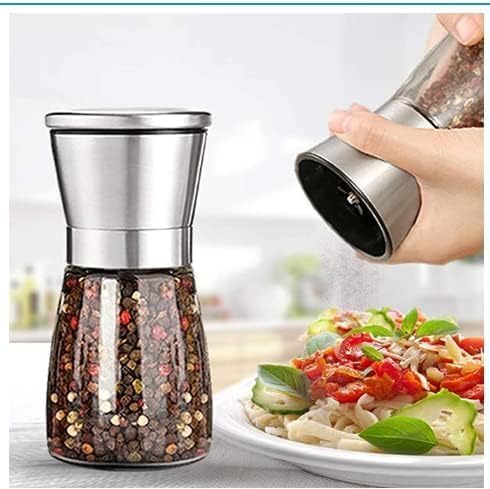 Image of Pepper Grinder or Salt Grinder, Best Spice Mill with Ceramic Blades, Adjustable Coarseness, Black Pepper Mill Grinder Shaker Steel Lid (MINI Paper Mill 1)