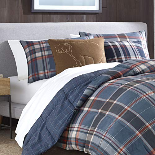 Image of Eddie Bauer - Twin Comforter Set with Sham, Soft Microsuede Bedding, Down Alternative Fill, Dorm Room Essentials, Shasta Lake Navy