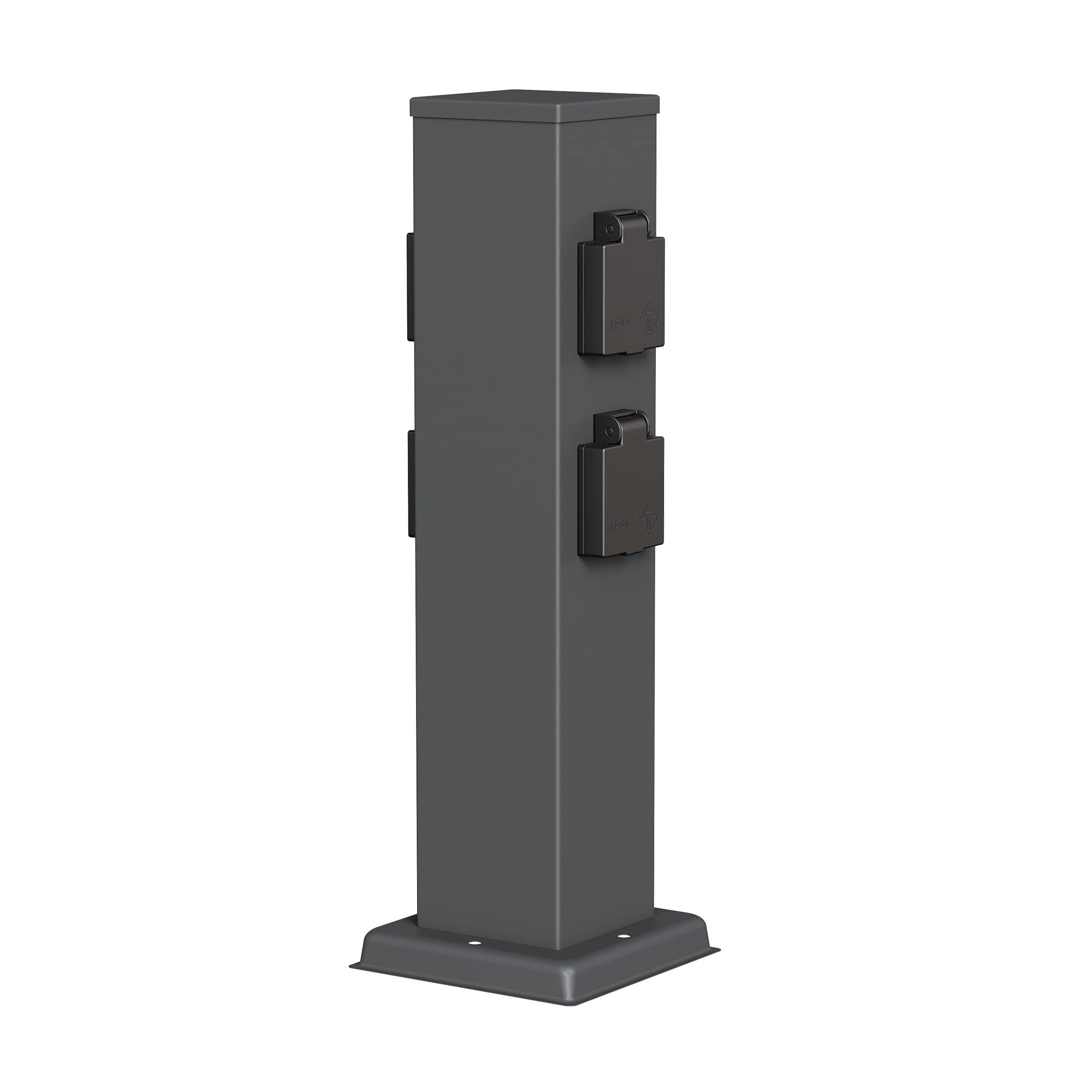 ledscom.de Presa da giardino a colonna POLLY per esterni, IP44, 4 vie, acciaio inox, antracite, angolare, 40 cm