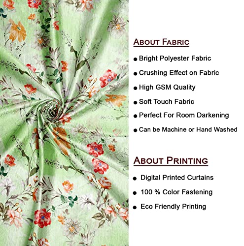 Image of Ultimate Trends 270 GSM Premium Room Darkening Curtains with Tie Back and Diamond Eyelets Set of 2 Panels (7 L x 4 W Feet, Light Green)