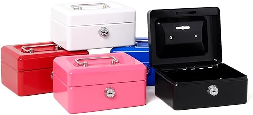 Vista 69 de Jssmst Caja de efectivo con cerradura pequeña, cajas de metal para niños, caja de dinero con ranura en la parte superior, caja de bloqueo negra