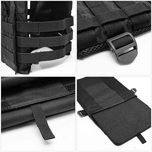 Mlida Tactical Vest Modular Lightweight Durable Tactical Gear Adjustable Ultra-Light Breathable Protection Vest for Outdoor Paintball Training - Black