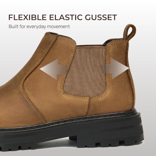 Image of Holy dove Men's Wide Toe Box Platform Chelsea Boots Slip-On Casual Ankle Dress Boot