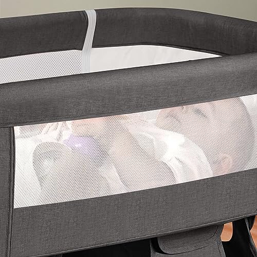 Image of Baby Crib, Baby's Cradle, 3 in 1 Bedside Crib Adjustable Portable Bed for Infant, Baby Bassinet Baby Newborn Must Have Bed, Grey