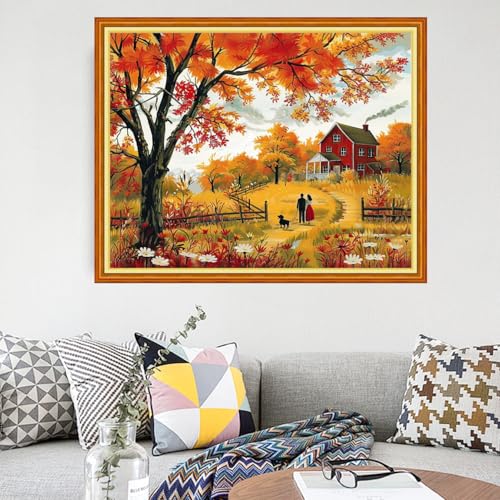 Image of Funart Stamped Cross Stitch Kits for Beginners Full Range of Cross Stitching Preprinted Embroidery Kits for Adults, 11CT Embroidery Pattern Needlepoint Kits- (ArtColors40)
