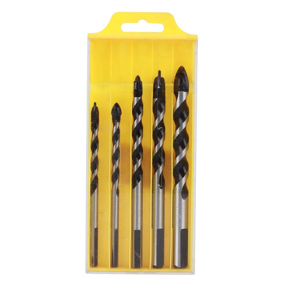 Respicefinem 5pcs Center Drill Ceramic Tile Drill Bit DIY Wall Hole Drilling Tool Set with 6mm 6mm 8mm 10mm 12mm Bit Sizes Ideal for Glass Plastic Wood and Other Materials
