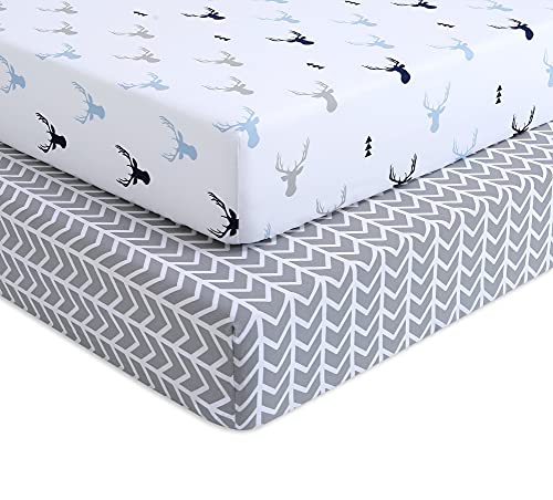 Image of OptimaBaby Woodland Crib Sheets, Deer Fitted, 2 Count