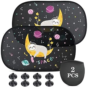 Oziral Car Sun Shade for Baby 2 Pack with 8 Suction Cups, 51 x 31 cm(20 * 12 Inch) Kids Car Window Sunshades Children UV Sunscreen Tape PVC Adhesive Static Sunshade Kids Car Side Window