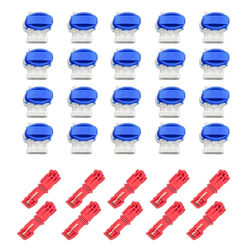 Littleboyny 20stk Kabel Verbinder mit 10stk Anschlussklemmen, Rasenroboter Kabelverbinder, Wasserdicht Kabelklemmen,Rasenmäher Automower Kabel Verbinder