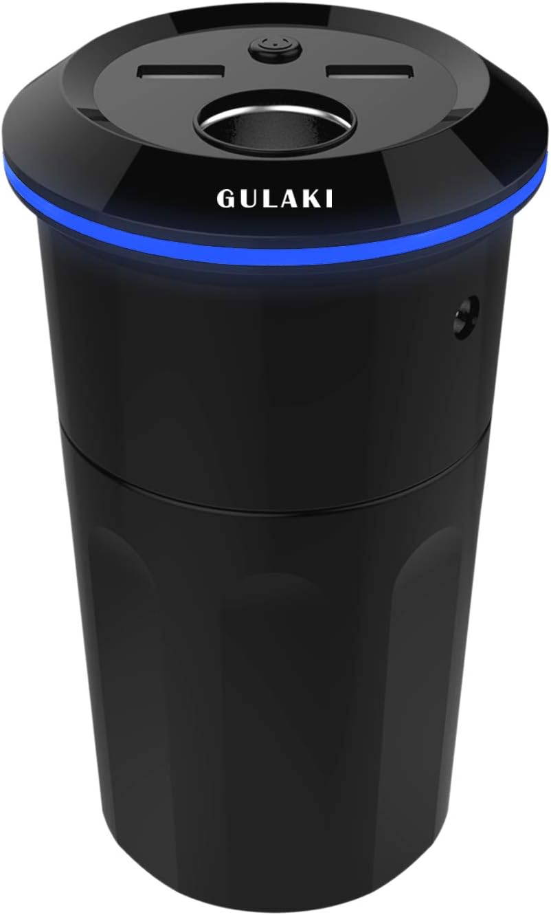 Car Diffuser Essential Oils - Multifunction Cool Mist Humidifier with 2 USB Ports and 1 Car Charger Socket (Black)