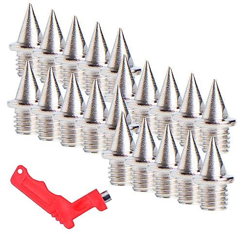 Kisangel 20pcs/1/4 Inch Steel Track Spikes, Shoe Spikes with Wrench Slip Replacement for Sports Running Track and Cross Country Training