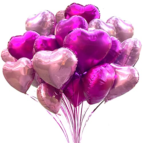 JARTTY Palloncini Foil Cuore Fucsia Mylar Elio Palloncino 20Pezzi...