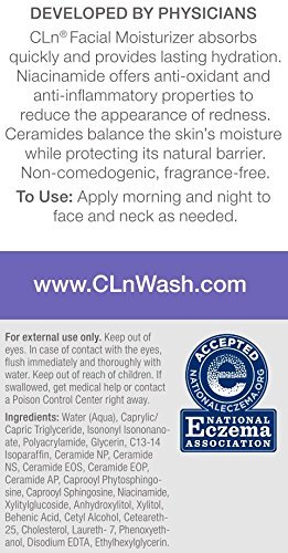 CLnÂ® Facial Moisturizer - Soothes & Calms Skin, Helps Reduce Appearance of Redness, Locks in Moisture without Clogging Pores, Dermatologist & Clinically Tested, 3.4 oz.