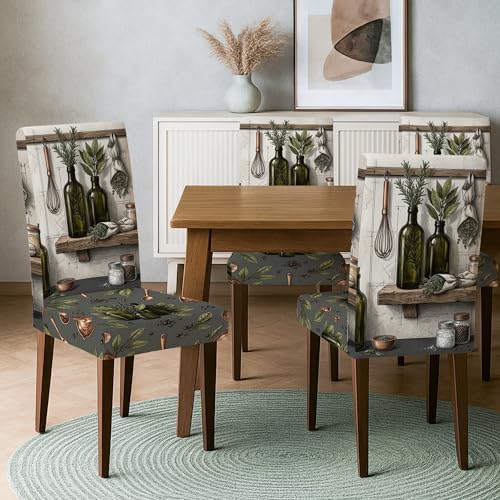 Housses de chaise de cuisine vert automne lavables - 6