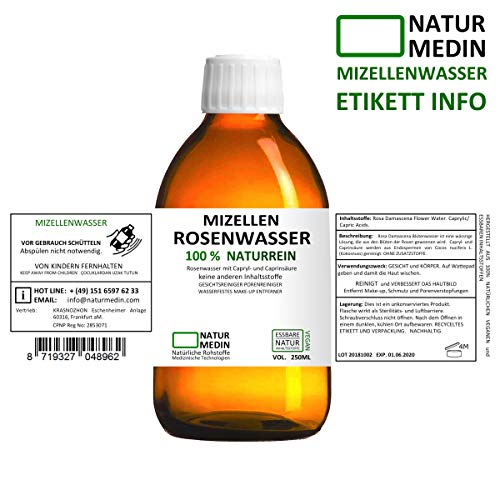 MIZELLEN ROSENWASSER 250-ml, Mizellenwasser, Gesichtswasser, 100% naturrein, nur 2 essbare Inhalsstoffe ohne… - Image 4