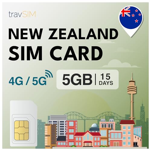 travSIM SIM Karte Neuseeland | 15 Tage - 5GB Daten SIM | 5G/4G Hochgeschwindigkeitsdaten | Unbegrenzter Internetzugang für Google, Facebook, Whatsapp, Instagram und mehr