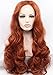 K'ryssma #350 Copper Red Lace Front Wig Glueless Auburn Long Wavy Synthetic Wigs for Women 24 inches Ginger Synthetic Wig Heat Resistant