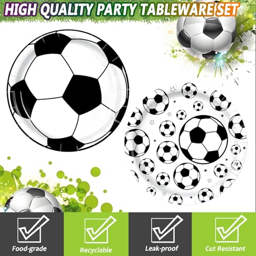Image of 50Pcs Soccer Paper Plates 7 inch Soccer Birthday Party Plates