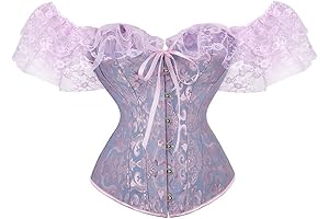 Sensual Women Corset Top with Graceful Lace Sleeve and Alluring Lace-Up Design:...