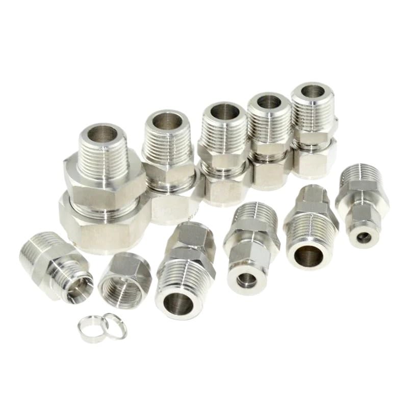 Raccordement tube 12mm inox 304 connecteur compression fileté mâle 1/4 BSPT