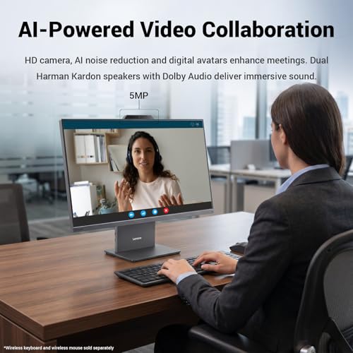 Image of Lenovo ThinkCentre Neo 55a Gen 6 Business All-in-One, 23.8 inch FHD IPS 100Hz, AMD Ryzen 5 220 Up to 4.9 GHz, 16GB DDR5, 512GB SSD, Wired KB & Mouse, HDMI, 5MP Webcam, Wi-Fi 6, Windows 11 Pro, w /Bundle