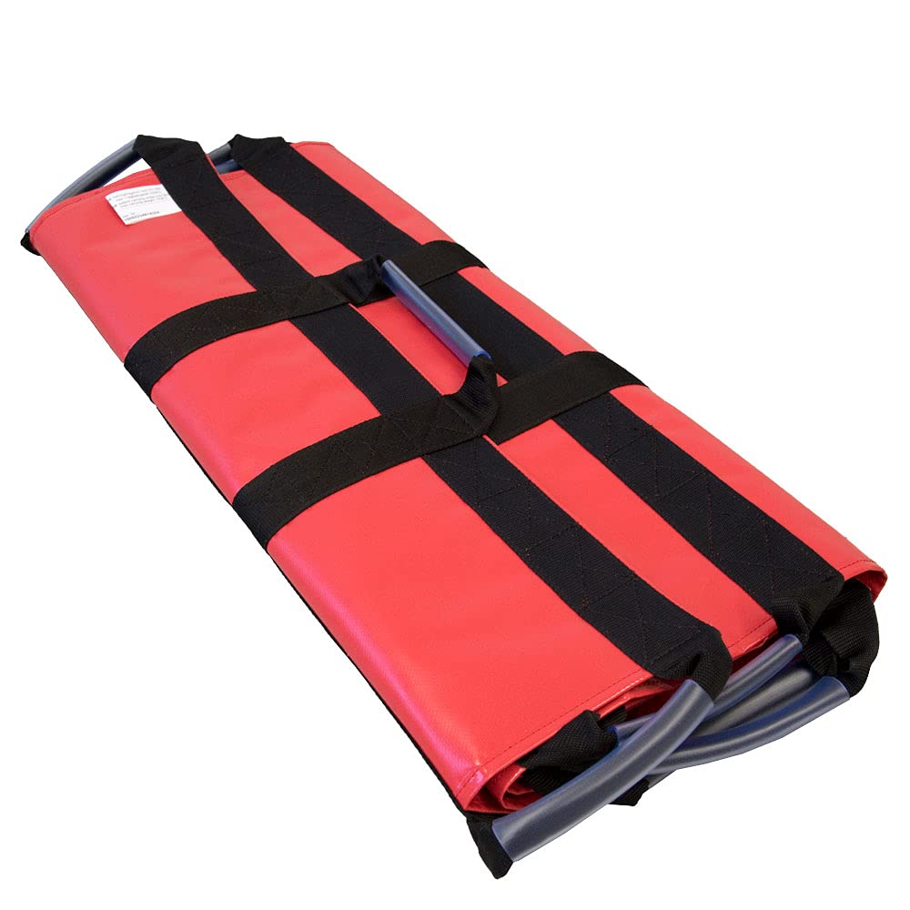 Tragetuch Rettungstuch DIN EN 1865 - Patiententrage Bergetuch aus PVC-Plane mit Fußsack, 10 Tragegriffe, bis 150 kg, Rettungsdienst für Notfallausrüstung, inkl. Transporttasche rot