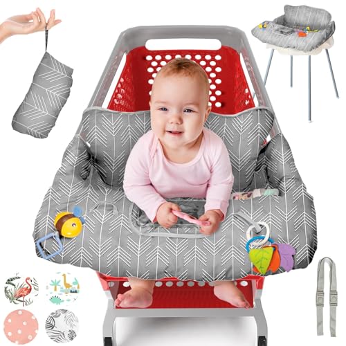 Image of PILLANI Shopping Cart Cover for Baby, High Chair Cover for Restaurant Seat - Grocery Cart Cover for Baby Girl and Boy, Comfortable Cotton Buggy Covers for Babies - Padded Toddler Shopping Cart Cover